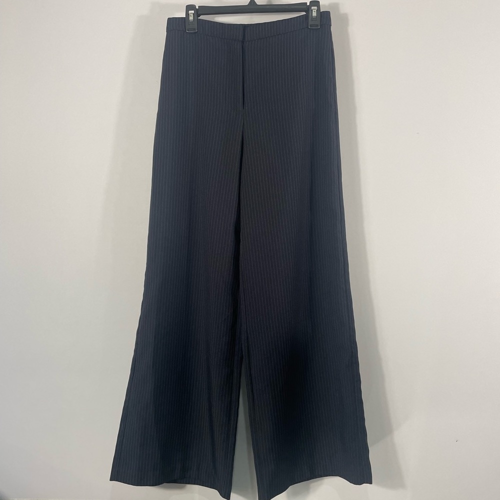 Women’s Navy white pinned striped Wide legged, Pants, Trousers Size Medium - Picture 9 of 9